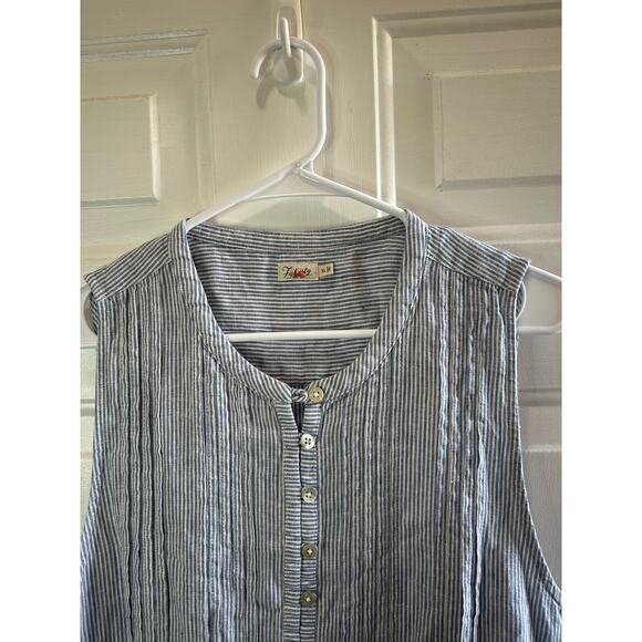 Faherty Isha Linen Dress Blue Striped Sz XL Short Sleeveless Great Condition! - Picture 4 of 7